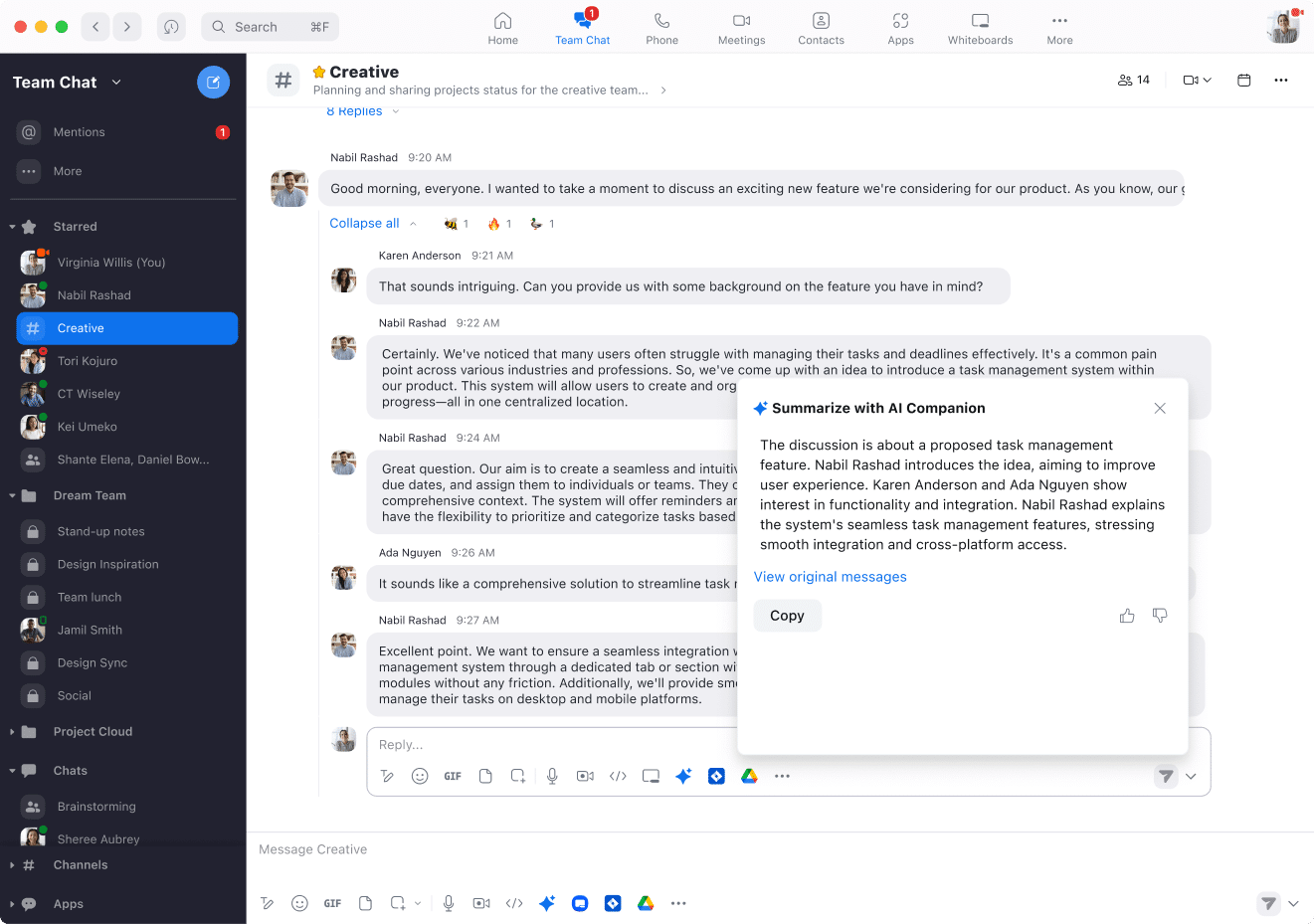 zoom workplace thread summary screenshot
