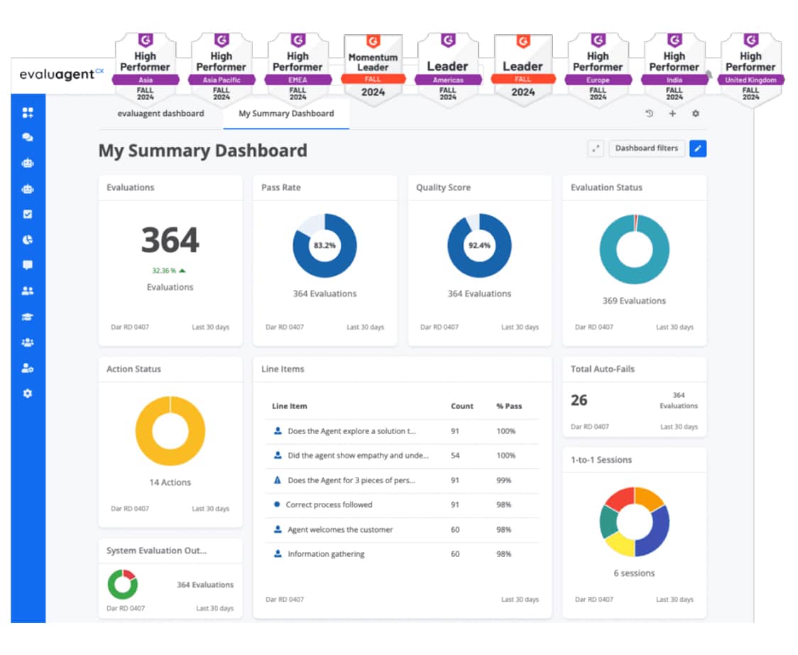 evaluagentcx dashboard